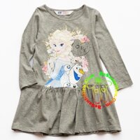 [11kg-13kg] Đầm thun tay dài cho bé vải xuất dư mịn mát màu xám elsa