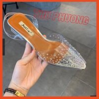 12-12 [Cao gót nữ quai trong đính đá lấp lánh][giày cao gót nữ công sở hở gót]