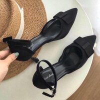12-12 Giày cao gót 5cm công sở da lộn nơ gập xinh sang
