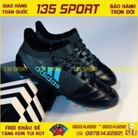 12-12 NEW HOT- Giày Bóng Đá Đinh Cao X17.1 Leather Đen Chấm Bi Xanh FG bán chạy Đẹp