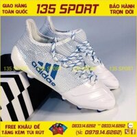 12-12 NEW HOT- Giày Bóng Đá Đinh Cao X17.1 Leather Trắng Chấm Bi Xanh FG bán chạy Đẹp