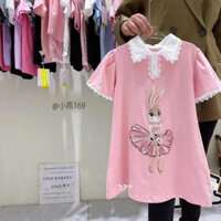 [12-20kg]váy polo hồng  thỏ cho bé đi học,du lịch