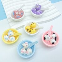 12 / 24 Chiếc Ba Chiều Sanrio Bánh Bao Bát Nhựa Phụ Kiện Kem Gel Tự Làm Mặt Dây Chuyền Kẹp Tóc Micro Phong Cảnh