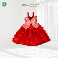 [12-24kg] Đầm cánh bướm hai dây bé gái kiểu dáng xoè siêu dễ thương chất liệu vải bướm có lót