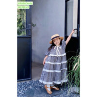 (12-28kg) Đầm Suông Xoè Tầng Caro cho Bé Gái (HỎA TỐC HCM )