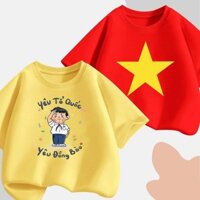 [12-32kg] Áo cờ đỏ sao vàng Việt Nam, áo thun yêu nước cho bé cao cấp KAMSAMITA vàng đỏ vải cotton premium chính phẩm