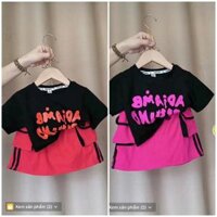 12-33kg_ Sét Chân Váy Túi Hộp Hồng Cam, Chân Váy Vải Thô, Áo Thun Cotton