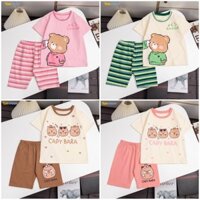 [12-55kg] Set bộ ngố lửng thun cotton 4c in hình dễ thương cho bé gái, đồ đôi mẹ và bé