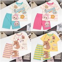 [12-55kg] Set bộ ngố lửng thun cotton 4c in hình LABUBU dễ thương cho bé gái, đồ đôi mẹ và bé