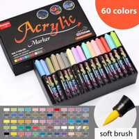 12-60 Màu Acrylic Sơn Bàn Chải Bút Nghệ Thuật Đánh Dấu Mềm Đầu Bút Cho Gốm Đá Thủy Tinh Sứ Cốc Gỗ Vải Canvas Tranh
