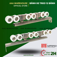 [12 Bánh inox] Bộ Bánh Xe Con Lăn 12 Bánh inox cửa lùa siêu tải trọng 100kg Hammered
