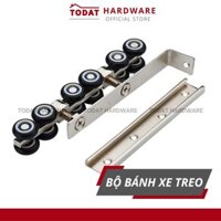 (12 Black Wheels) Bộ Bánh Xe Ròng Rọc Treo Cửa Trượt 12 Bánh màu ĐEN - Bộ Bánh Xe Treo Cửa Lùa