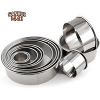 12 cái khuôn làm bánh tròn bằng thép không gỉ nướng mousse ring dụng cụ nhà bếp pizza nấu ăn cookie cutter diy cake ring tools