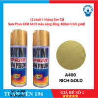 12 chai/ 1 thùng Sơn Xịt- Sơn Phun ATM A400 màu vàng đồng 400ml (rich gold) Hàng Chính Hãng