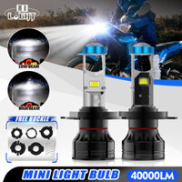 1/2 Chiếc H4 Máy Chiếu LED Ống Kính Mini Tự Động H4 Đèn Pha Bóng Đèn Bộ Cao Chùm Thấp 6000K Turbo Quạt xe Ô Tô 12V 24V