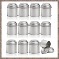 12 Chiếc Hộp Đựng Trà Thiếc Có Nắp Đôi Kín Khí 8Oz Tròn Thiếc Hộp Hộp Nhỏ Nhà Bếp Trà Hộp Rời Lá