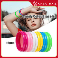 12 Chiếc Thời Trang Màu Kẹo Vòng Tay Nhựa Lắc Tay Vòng Tay Cho Nữ Trẻ Em