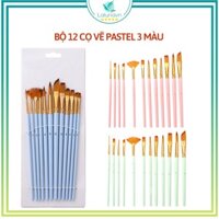 12 Cọ vẽ màu nước Pastel 3 Mint Pink Blue màu sơn dầu tranh tường số hoá- B52 - Hồng