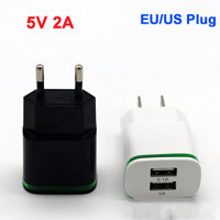 1*2 Cổng Có Đèn Led Sạc Nhanh Đa Năng 5V 2A Dual USB EU/Mỹ Cắm Đầu Sạc adapter Sạc Nhanh