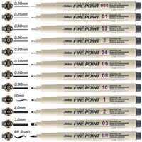 12 Gói Bút Fineliner 0,2 ~ 3mm, Bộ Bút Đen, Bút Vẽ Kỹ Thuật Cho Nghệ Sĩ Không Chảy Máu Bút Thư Pháp, Bút Viết Nhật Ký, Minh Họa, Phác Thảo