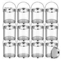 12 Gói Mini Trong Suốt Nhựa Sơn Lon Nhỏ Trống Sơn Cho Hàng Thủ Công Kẹo DIY Dự Án Ủng Hộ Trang Trí, 3 x 3 Inch