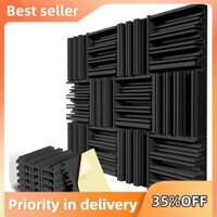 12 Gói Tấm xốp cách âm tự dính 12x12x2Inch Bọt âm thanh đàn hồi cao Tấm đệm cách âm tường Tấm cách âm màu đen