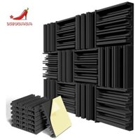 12 Gói Tấm xốp cách âm tự dính 12x12x2Inch Acoustic Foam Đen
