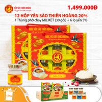 12 Hộp yến sào Thiên Hoàng 20% Hương tự nhiên (6 lọ/hộp) - Tặng 1 thùng phở chay Colusa Miliket (30 gói) + 6 lọ yến 5%