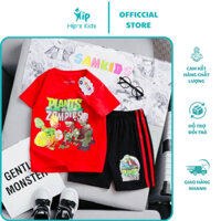 [12 kg - 28kg] Bộ thun bé trai tay ngắn SAMKIDS in hình PLANT VS ZOMBIES, bộ thun cotton mềm mát
