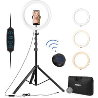 12" LED Selfie Ring Light with Tripod Stand and Phone Holder for iPhone Android, Circle Camera Halo Ringlight for Video Recording/Makeup/Live S...