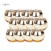 12 Miếng Vàng Thủy Ngân Thủy Tinh Hàng Mã Nến Tealight Giá Đỡ Nến Cho Đám Cưới, Bữa Ăn Tối
