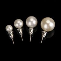 12 Pairs of Mixed Sizes Creamy White Faux Pearl Stud Earrings Girl Accessory