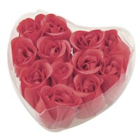 12 Pcs Red Fragrant Rose Bud Petal Soap Wedding Favor + Heart Shape Box