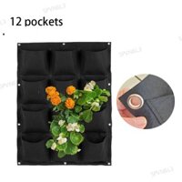 12 Túi Dọc Vườn Trồng Vải Không Dệt Treo Tường Trồng Túi Màu Đen Trang Trí Phụ Kiện VN6L3