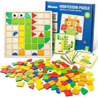 120 Chiếc Gỗ Khảm Xếp Hình Đồ Chơi Montessori Trẻ Em Bằng Gỗ 3D Hình Học Ghép Hình Bộ Bảng Xếp Hình Cho Bé Đồ Chơi Giáo Dục Sớm Cho Trẻ Em