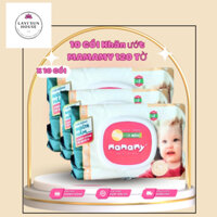 [120 TỜ]Combo 10 gói khăn giấy ướt MAMAMY Không Mùi 120 tờ ngừa hăm và rôm sảy cho bé chính hãng