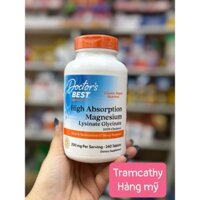 120 viên/240 viên Magnesium Glycinate Doctor's Best High Absorption Magnesium Lysinate Glycinate – Hỗ trợ cơ bắp và giấc