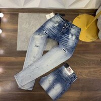 12.12 Quần jean xanh bạc phối rách siêu sang