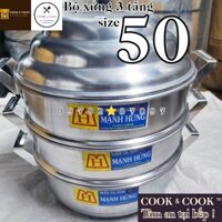 [12.12 Sale] Bộ xửng hấp bánh bao, hấp xôi size 50 cm nhôm Mạnh Hùng 2, 3 tầng hấp xôi, hấp bánh bao, hấp hải sản...