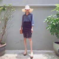 12.12 Xả - BIG SIZE -CHÂN VÁY BÚT CHÌ ĐÓNG HỘT D53 Y88