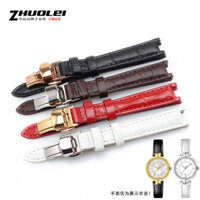 12/23✈Dây đeo da bò Thích hợp cho đồng hồ Tissot 1853 T094 Flamingo Series Nữ Da thật Họa tiết tre 12mm
