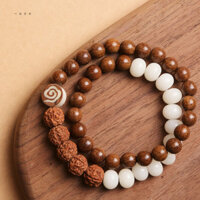 1228 Người Khen ngợi Thiết Kế Đơn Giản Handmade Vàng Lụa Gỗ Đàn Hương Hạt Vòng Tay Kim Cương Trắng Bồ Đề Gỗ Đàn Hương Cặp Đôi Vòng Tay Nam Nữ 25.3.7