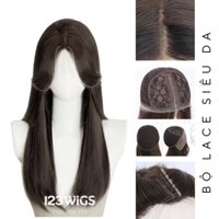 123WIGS - Bộ tóc giả nguyên đầu siêu da lưới Lace layer mái bay, xoăn nhẹ, ngang ngực SL1001