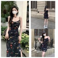 [1241 Người Đã Thu Thập] Đầm Dây Hoa Phong Cách Pháp Tuyệt Đẹp Dành Cho Phụ Nữ Phong Cách Ngọt Ngào Mát Mẻ Đầm Mùa Hè Giảm Béo Vòng Eo Đầm Bodycon Tinh Khiết