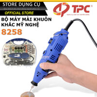 125W Máy điêu khắc mini cầm tay TPC 8258 | Bộ máy mài khuôn khắc mỹ nghệ cốt mũi mài 3.2mm kèm phụ kiện