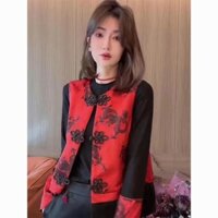 1261 Người Bộ Sưu Tập Phong Cách Trung Hoa Mới Quốc Gia Retro Cao Cấp Đen Màu Đỏ Phù Hợp Với Áo Vest Áo Khoác Tinh Tế Đẹp Top 2024 Đầu Xuân Phong Cách Mới