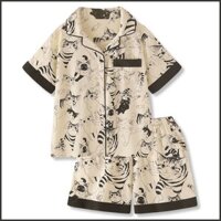 1263 Người Khen ngợi Mèo Lười Retro Vẽ Tay Phong Cách Hoạt Hình Bộ Đồ Ngủ Thoáng Mát Ngày Nữ Quần Short Tay Ngắn Rời Nữ Tính Homewear 3.12