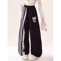 1284 Người Bộ Sưu Tập Bướm Ren Quần Quần Thường Ngày Nữ Thiết Kế Cảm Giác Phù Hợp Với Eo Co Giãn Rời Thẳng Rộng Quần Dài Đầu Thu 2.20