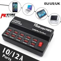 12A 10 Port Desktop USB Rapid Charger Station Wall HUB Charging Power Cable with Plug