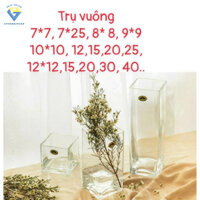 12CM X 12CM - Bình bông lọ hoa trụ vuông thủy tinh / trụ vuông thủy tinh 12x12